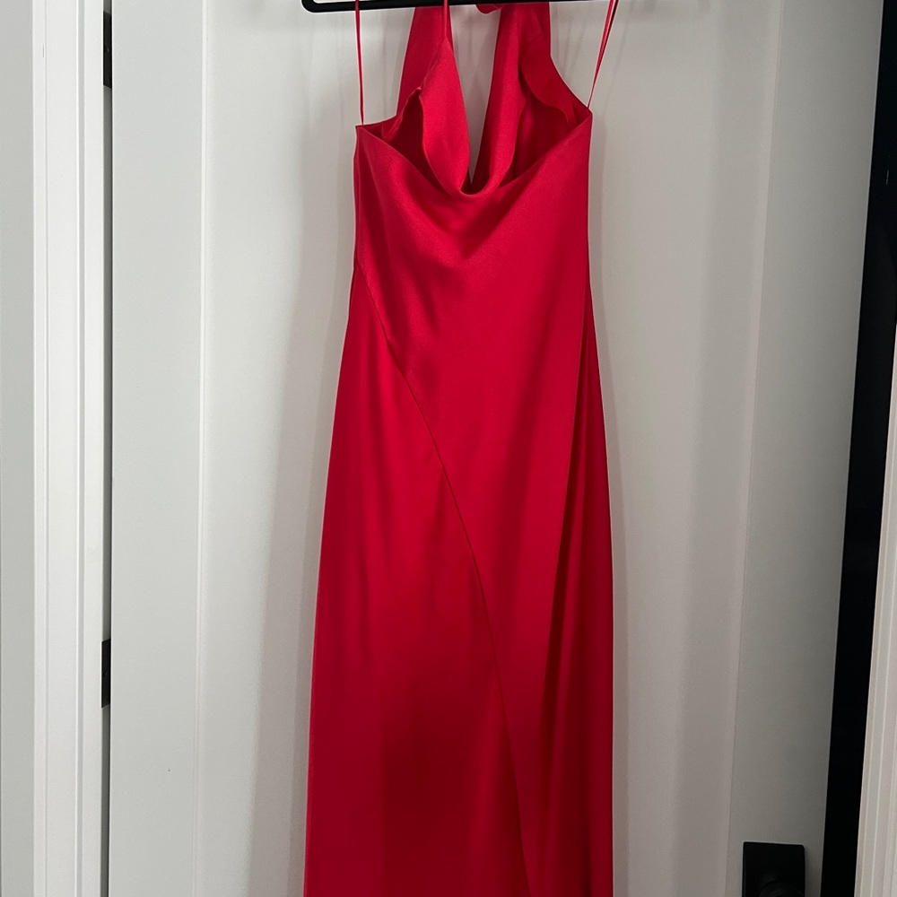 Cushnie Red Sleeveless Halter Gown